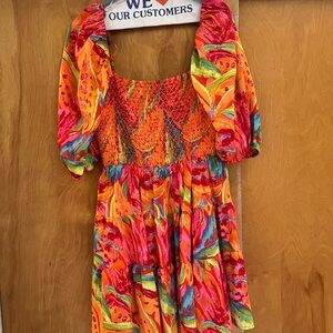 Vibrant Multicolor Puff Sleeve Dress